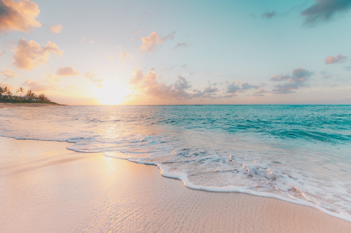 Island sunset beach panorama
