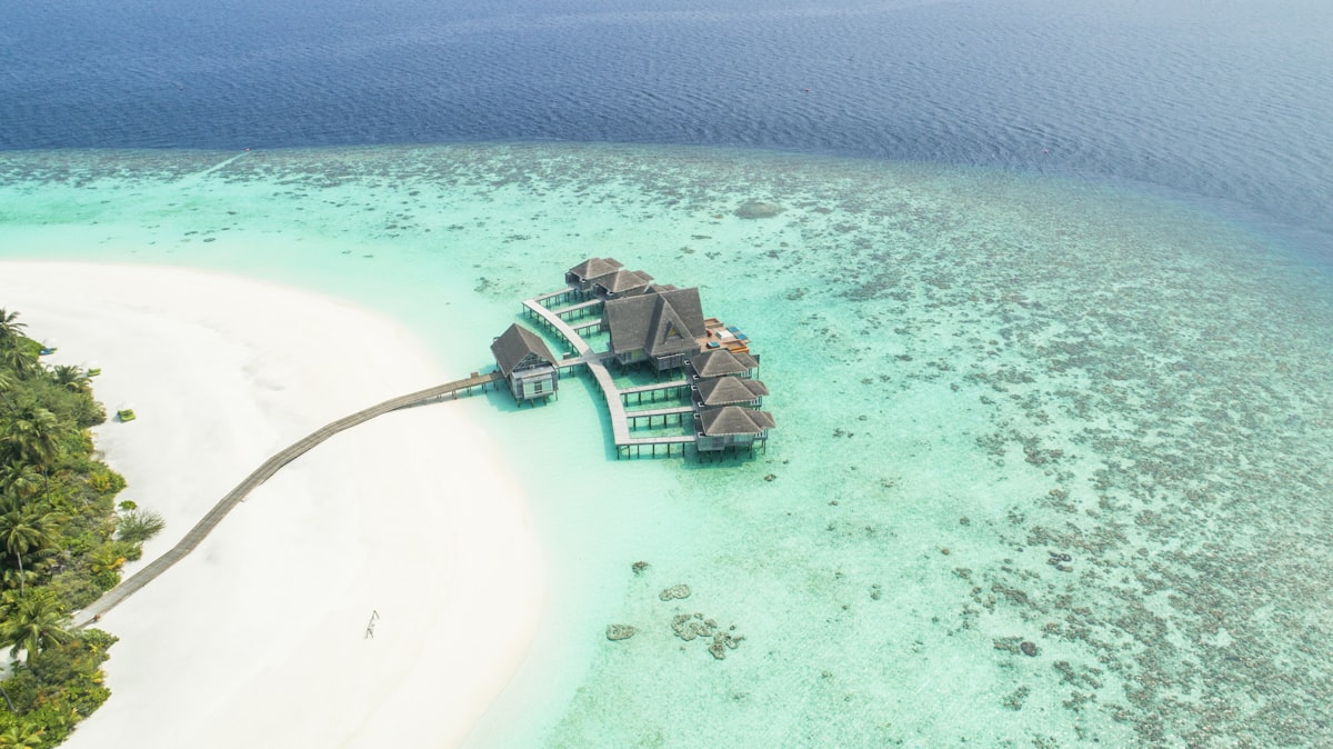 Turquoise lagoon aerial